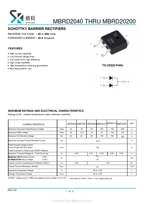MBRD2040 Datasheet PDF SHIKE Electronics