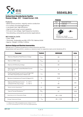 SS545LBG Datasheet PDF SHIKE Electronics