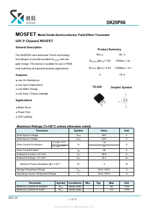 SK20P06 Datasheet PDF SHIKE Electronics