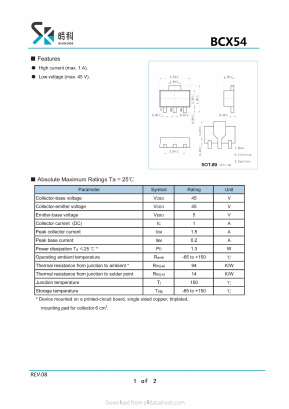 BCX54-10 Datasheet PDF SHIKE Electronics