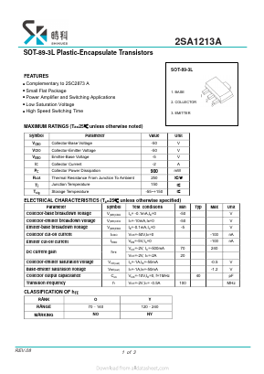 2SA1213A Datasheet PDF SHIKE Electronics