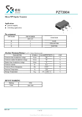 PZT3904 Datasheet PDF SHIKE Electronics