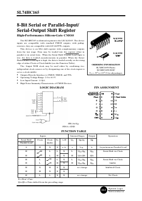 SL74HC165D Datasheet PDF System Logic Semiconductor