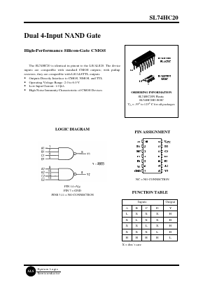 SL74HC20N Datasheet PDF System Logic Semiconductor