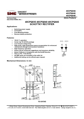 40CPQ040 Datasheet PDF Sangdest Microelectronic (Nanjing) Co., Ltd