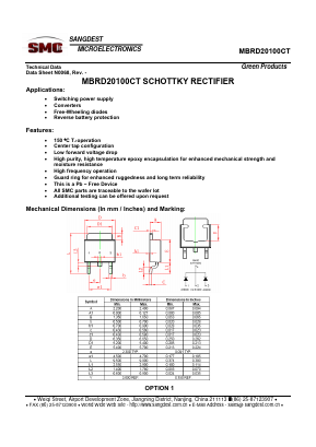 MBRD20100CT Datasheet PDF Sangdest Microelectronic (Nanjing) Co., Ltd