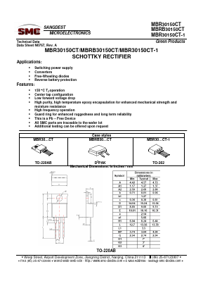 MBR30150CT Datasheet PDF Sangdest Microelectronic (Nanjing) Co., Ltd