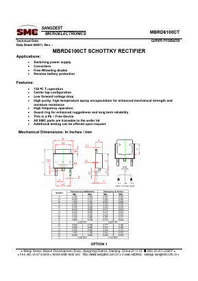 MBRD6100CT Datasheet PDF Sangdest Microelectronic (Nanjing) Co., Ltd