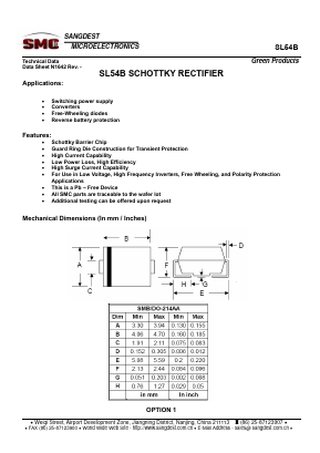 SL54B Datasheet PDF Sangdest Microelectronic (Nanjing) Co., Ltd