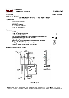 MBR4045WT Datasheet PDF Sangdest Microelectronic (Nanjing) Co., Ltd