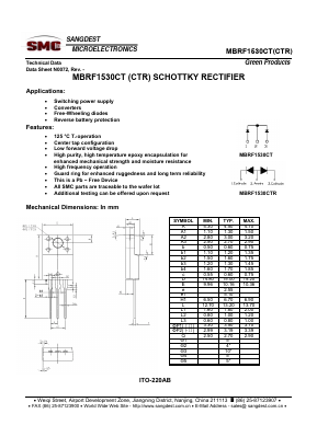 MBRF1530CTR Datasheet PDF Sangdest Microelectronic (Nanjing) Co., Ltd