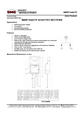 MBRF1045CTP Datasheet PDF Sangdest Microelectronic (Nanjing) Co., Ltd