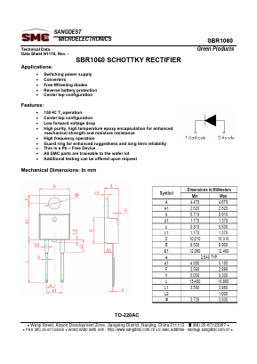SBR1060 Datasheet PDF Sangdest Microelectronic (Nanjing) Co., Ltd