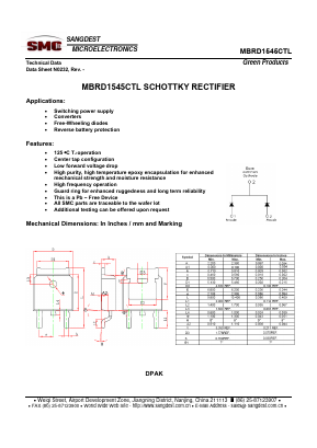 MBRD1545CTL Datasheet PDF Sangdest Microelectronic (Nanjing) Co., Ltd
