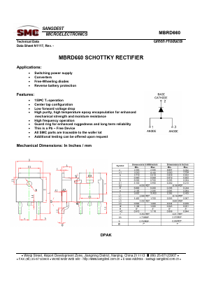 MBRD660 Datasheet PDF Sangdest Microelectronic (Nanjing) Co., Ltd