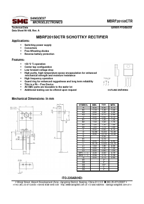 MBRF20150CTR Datasheet PDF Sangdest Microelectronic (Nanjing) Co., Ltd