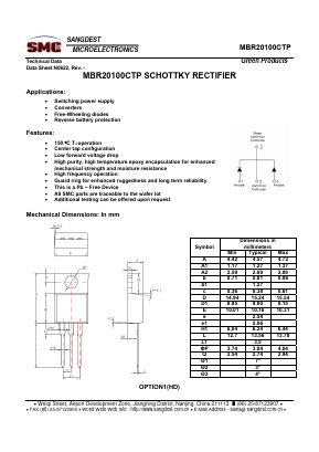 MBR20100CTP Datasheet PDF Sangdest Microelectronic (Nanjing) Co., Ltd