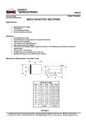 SK515 Datasheet PDF Sangdest Microelectronic (Nanjing) Co., Ltd