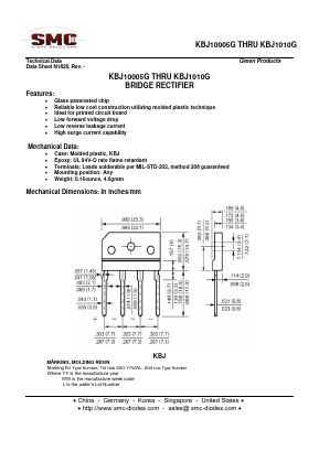 KBJ1008G Datasheet PDF Sangdest Microelectronic (Nanjing) Co., Ltd