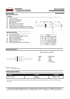 RL201 Datasheet PDF Sangdest Microelectronic (Nanjing) Co., Ltd