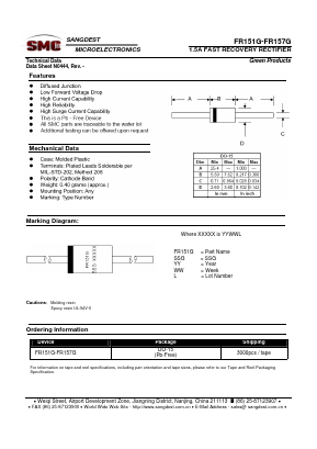 FR152G Datasheet PDF Sangdest Microelectronic (Nanjing) Co., Ltd