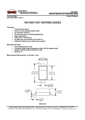 1N4148W Datasheet PDF Sangdest Microelectronic (Nanjing) Co., Ltd