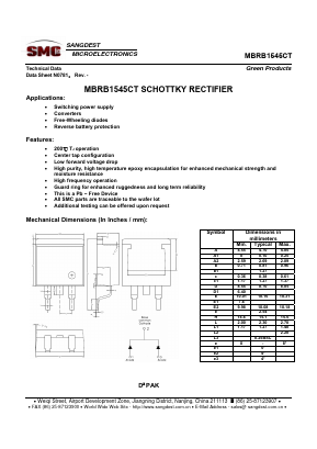 MBRB1545CT Datasheet PDF Sangdest Microelectronic (Nanjing) Co., Ltd