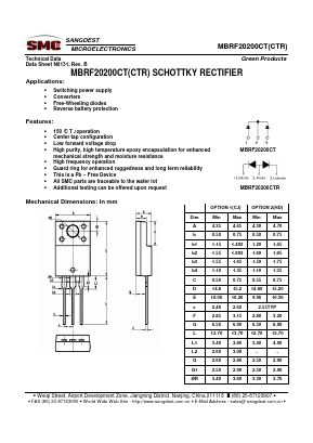 MBRF20200CTR Datasheet PDF Sangdest Microelectronic (Nanjing) Co., Ltd
