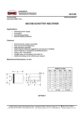 SK315B Datasheet PDF Sangdest Microelectronic (Nanjing) Co., Ltd