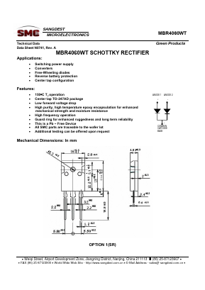 MBR4060WT Datasheet PDF Sangdest Microelectronic (Nanjing) Co., Ltd