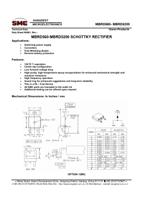 MBRD5100 Datasheet PDF Sangdest Microelectronic (Nanjing) Co., Ltd