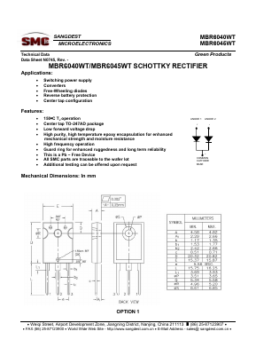 MBR6045WT Datasheet PDF Sangdest Microelectronic (Nanjing) Co., Ltd