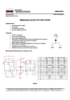 MBRD6200 Datasheet PDF Sangdest Microelectronic (Nanjing) Co., Ltd