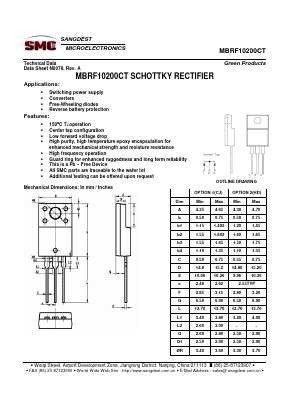 MBRF10200CT Datasheet PDF Sangdest Microelectronic (Nanjing) Co., Ltd