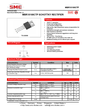 MBR10100CTP Datasheet PDF Sangdest Microelectronic (Nanjing) Co., Ltd
