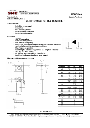 MBRF1040 Datasheet PDF Sangdest Microelectronic (Nanjing) Co., Ltd