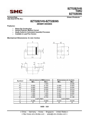 BZT52B39S Datasheet PDF Sangdest Microelectronic (Nanjing) Co., Ltd