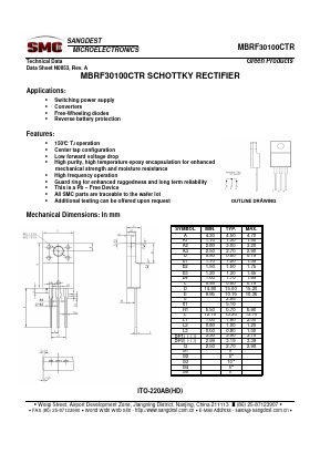 MBRF30100CTR Datasheet PDF Sangdest Microelectronic (Nanjing) Co., Ltd