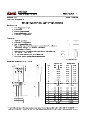 MBRF2045CTP Datasheet PDF Sangdest Microelectronic (Nanjing) Co., Ltd