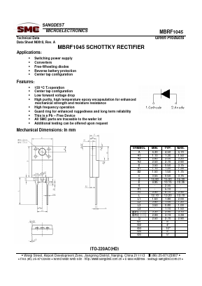 MBRF1045 Datasheet PDF Sangdest Microelectronic (Nanjing) Co., Ltd