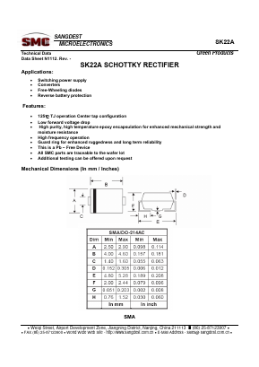 SK22A Datasheet PDF Sangdest Microelectronic (Nanjing) Co., Ltd