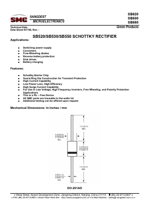 SB520 Datasheet PDF Sangdest Microelectronic (Nanjing) Co., Ltd