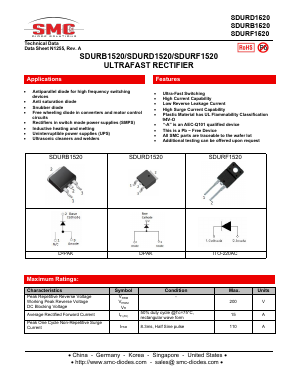 SDURF1520 Datasheet PDF SMC Diode Solutions Co. LTD