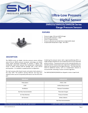 SM9233 Datasheet PDF Silicon Microstructures, Inc.