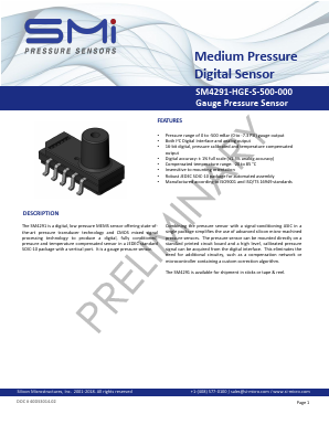 SM4291-HGE-S-500-000 Datasheet PDF Silicon Microstructures, Inc.