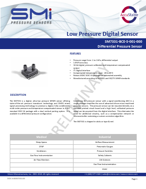 SM7331-BCE-S-001-000 Datasheet PDF Silicon Microstructures, Inc.