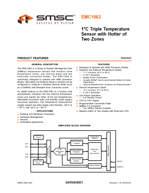 EMC1063-2-ACZL-TR Datasheet PDF SMSC -> Microchip