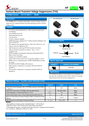 P4SMA10CA Datasheet PDF Socay Electornics Co., Ltd.