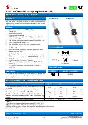 5KP120 Datasheet PDF Socay Electornics Co., Ltd.