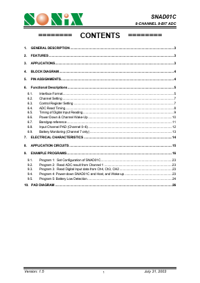 SNAD01C Datasheet PDF Sonix Technology Co., Ltd